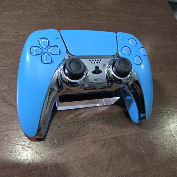 Ps5 Custom Sleek Blue and Chrome Controller - Picture 3 of 6